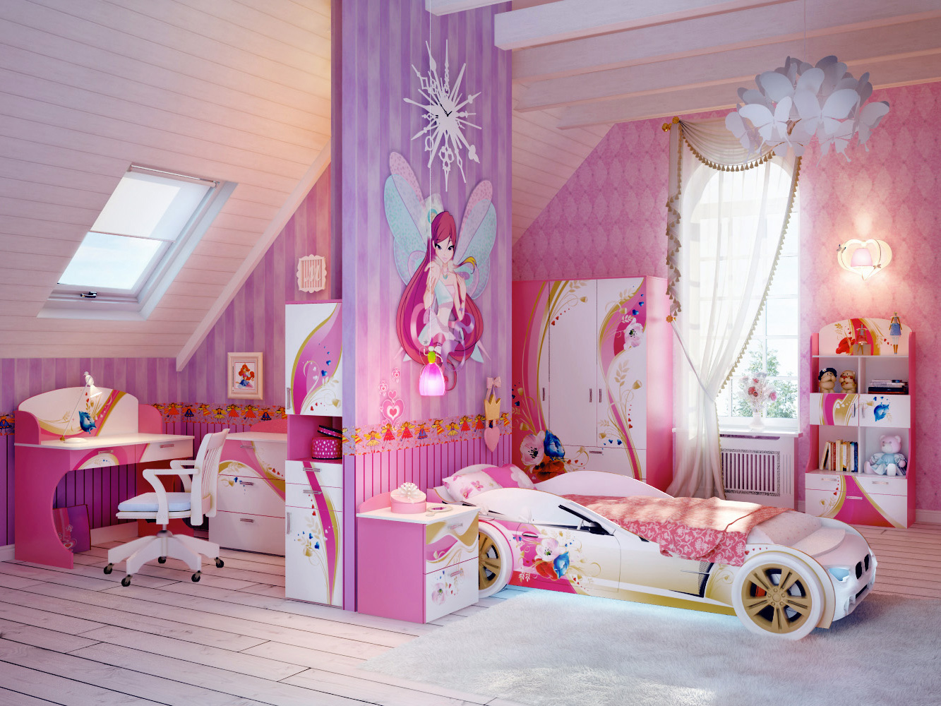 girl race car bed