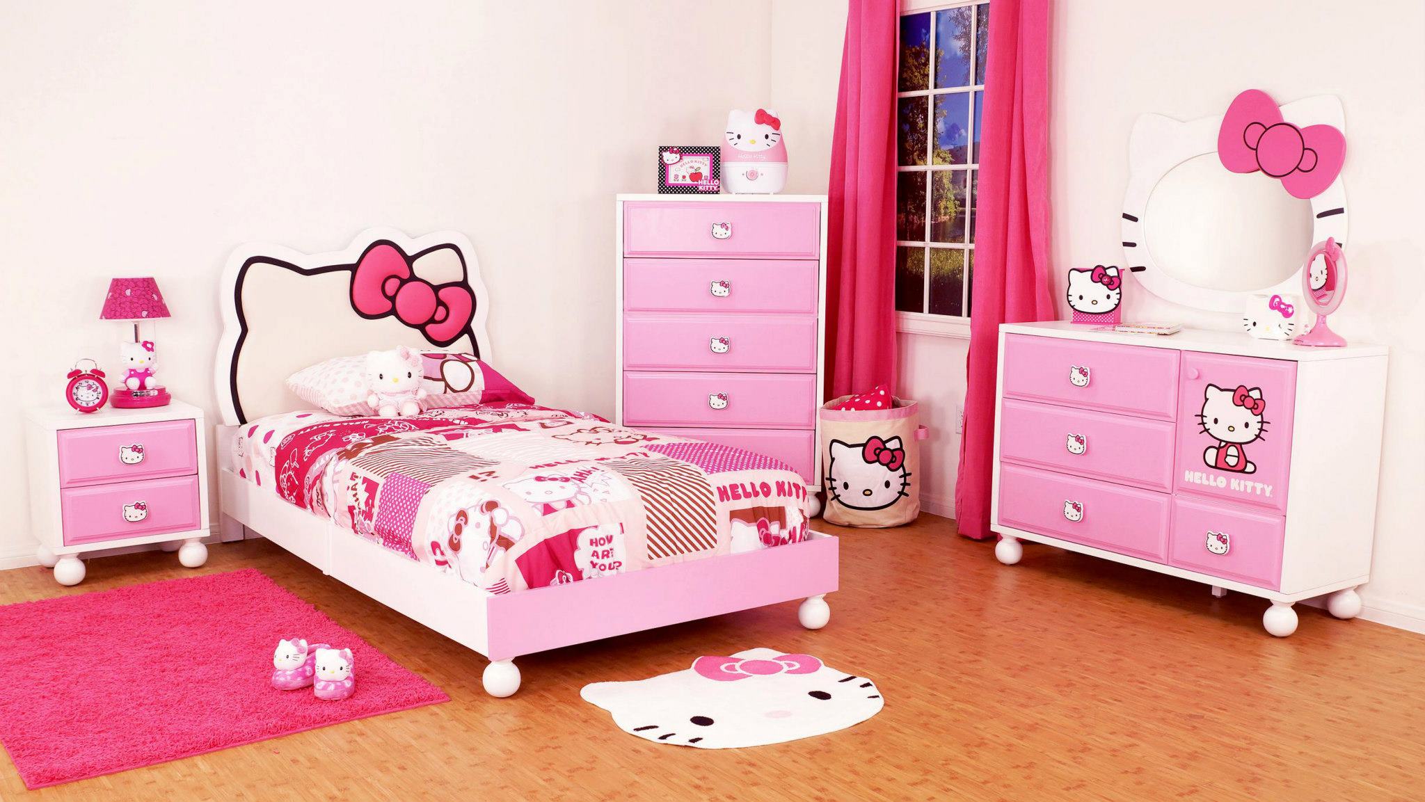 Girly Bedroom With Hello Kitty Mirror Room Decor And Design