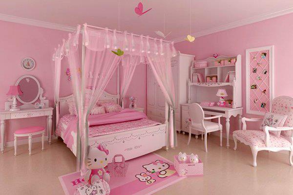 Pale Pink Hello Kitty Bedroom - Room Decor and Design