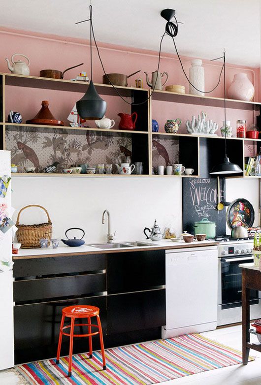 Simple Kitchen With Open Cupboards Room Decor And Design