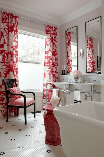 White Bathroom With Red Accents Room Decor And Design White Bathroom With Red Accents